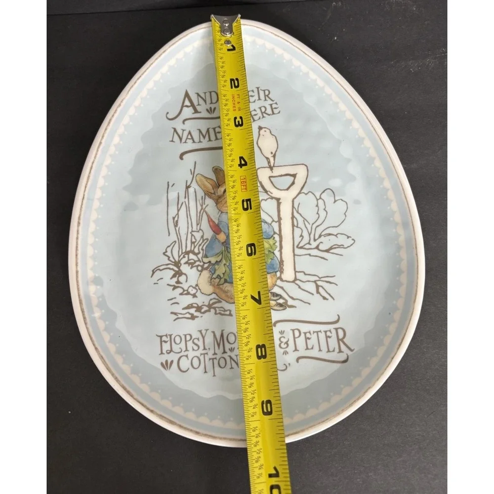 2 Pottery Barn Kids Beatrix Potter Melamine Egg Plates Shaped Easter Blue Pink